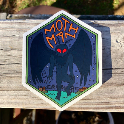 Hand-Lettered Mothman Sticker