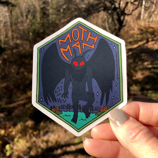 Hand-Lettered Mothman Sticker