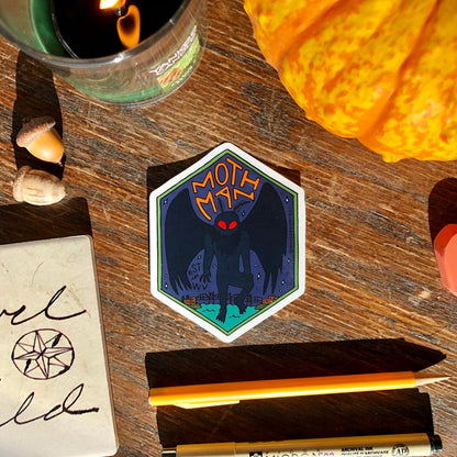 Hand-Lettered Mothman Sticker