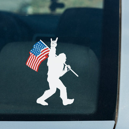 Bigfoot Rock On USA American Flag Stickers