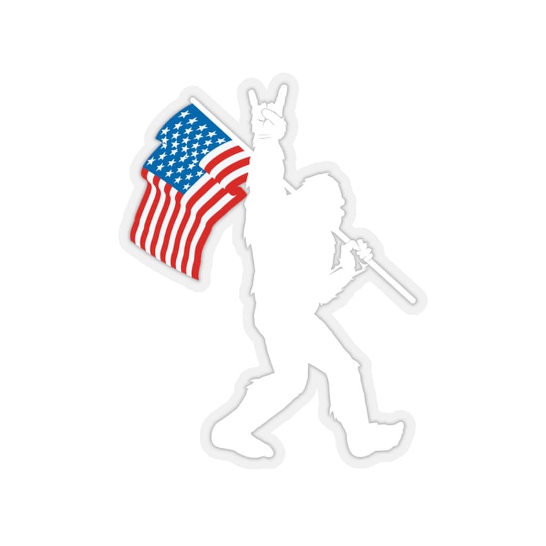 Bigfoot Rock On USA American Flag Stickers
