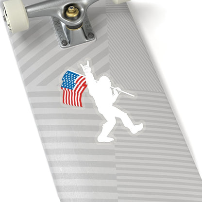 Bigfoot Rock On USA American Flag Stickers