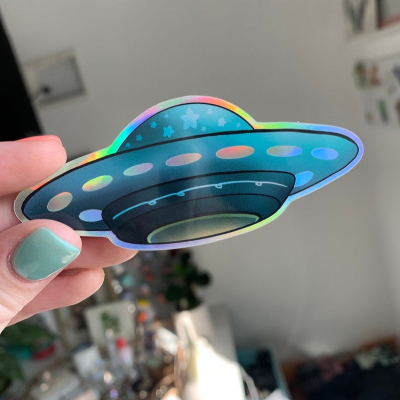 Holographic UFO Sticker