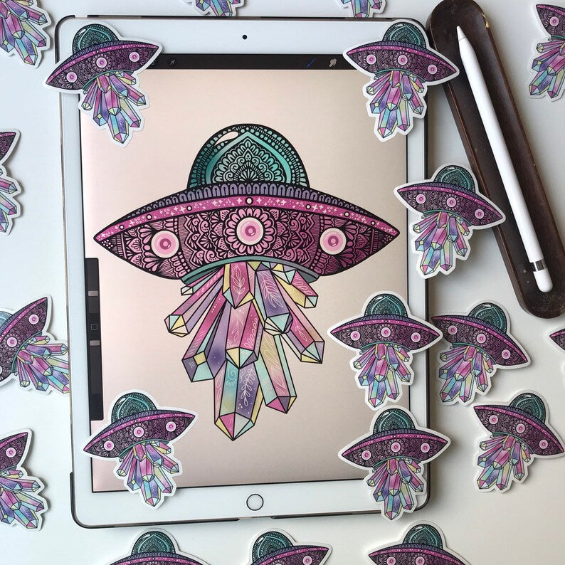 Mandala UFO Sticker