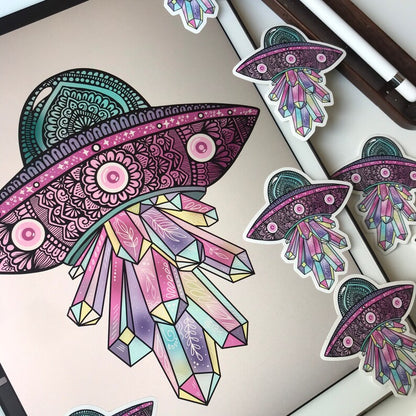 Mandala UFO Sticker