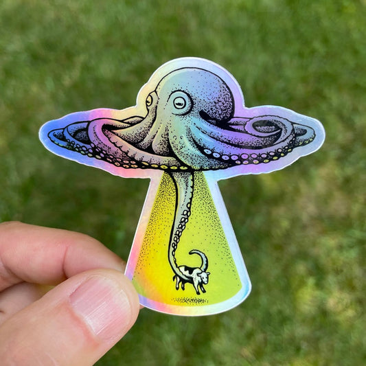 Octopus UFO Hologram Vinyl Sticker