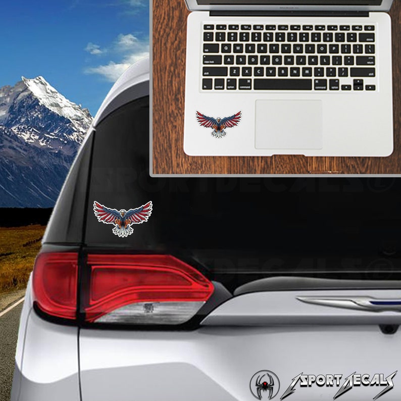 Eagle Flying USA American Flag Sticker