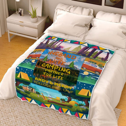 Camping Blanket, Anniversary Blanket, Couples Blanket, Camping gift