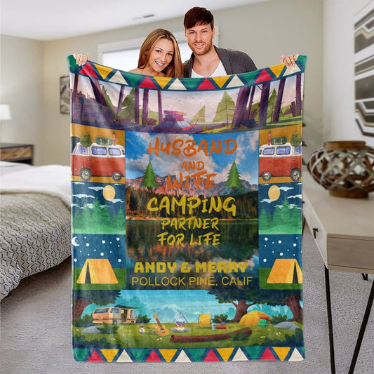 Camping Blanket, Anniversary Blanket, Couples Blanket, Camping gift