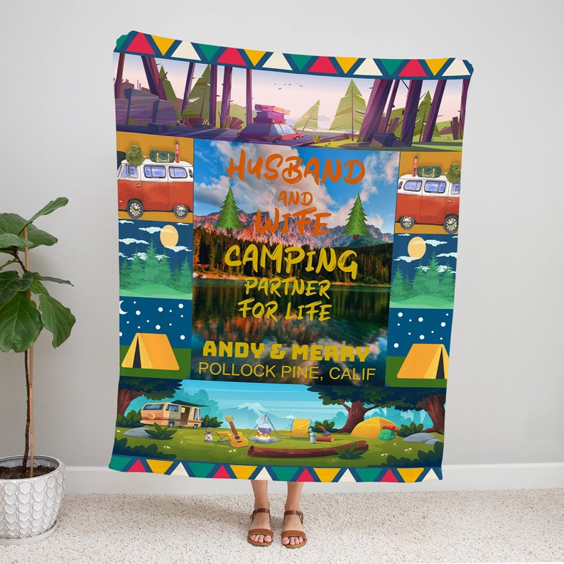 Camping Blanket, Anniversary Blanket, Couples Blanket, Camping gift