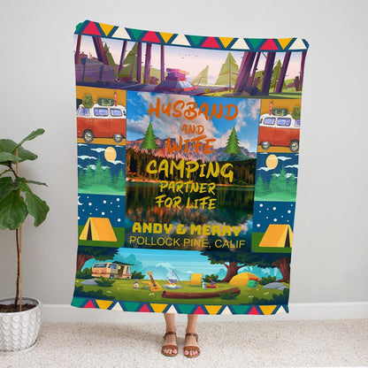 Camping Blanket, Anniversary Blanket, Couples Blanket, Camping gift