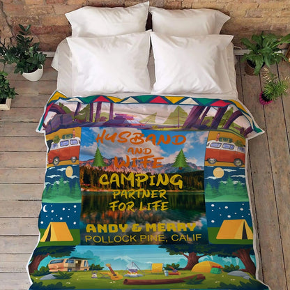Camping Blanket, Anniversary Blanket, Couples Blanket, Camping gift