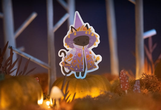 Black Witch Cat Sticker