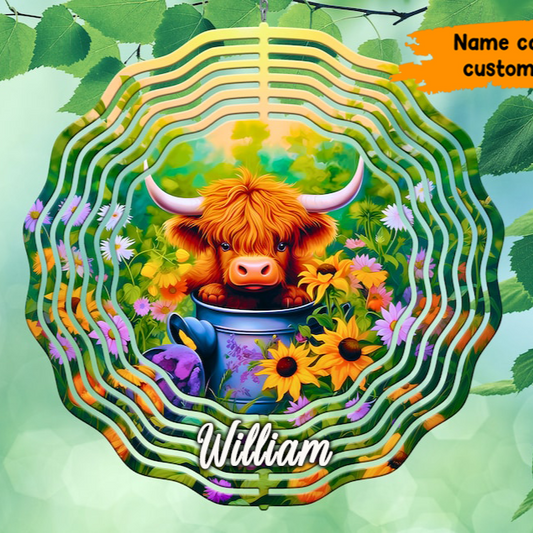 Personalized Baby Cow Wind Spinner