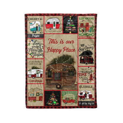 Vintage Camping Throw Blanket