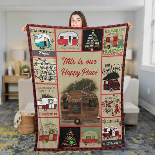 Vintage Camping Throw Blanket