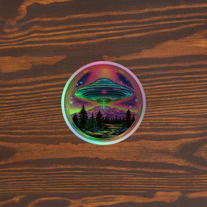 Holographic 80s Neon UFO Sticker