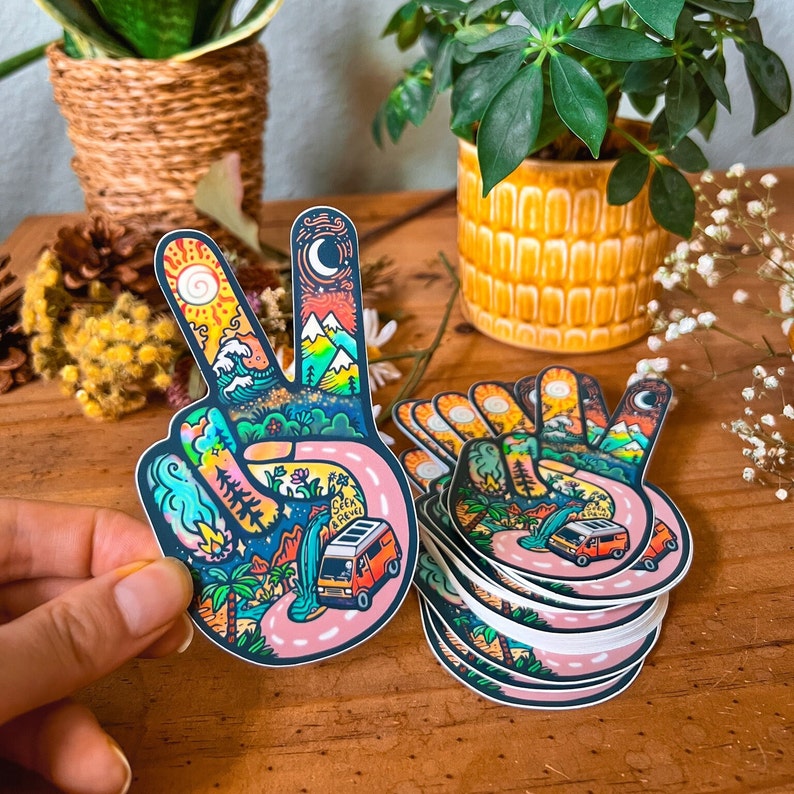 Peace Hand Sign, Nature, Artsy  Stickers