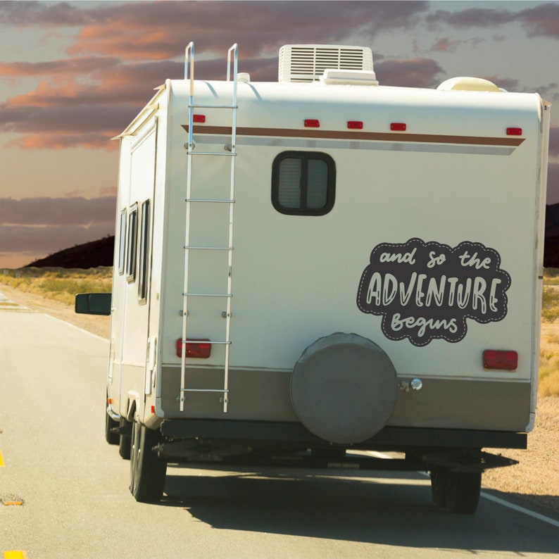 Adventure Begins Camper RV Decal