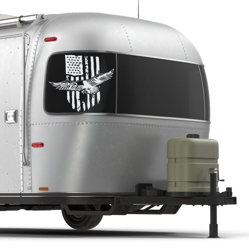 American Flag Camper RV Decal Eagle