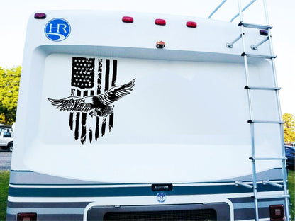 American Flag Camper RV Decal Eagle