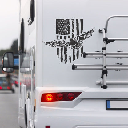 American Flag Camper RV Decal Eagle