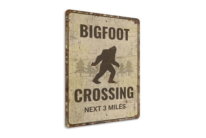 Bigfoot Crossing Metal Sign