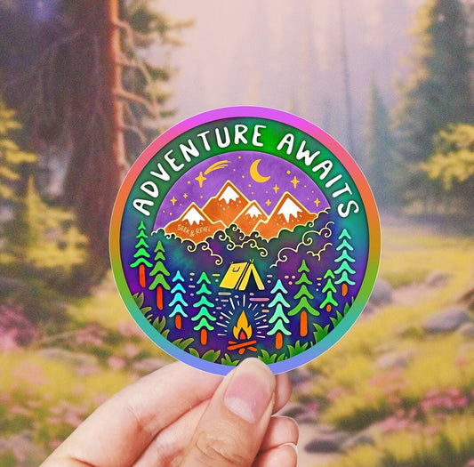 ADVENTURE AWAITS Sticker