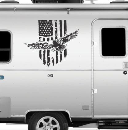American Flag Camper RV Decal Eagle
