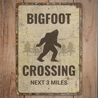 Bigfoot Crossing Metal Sign