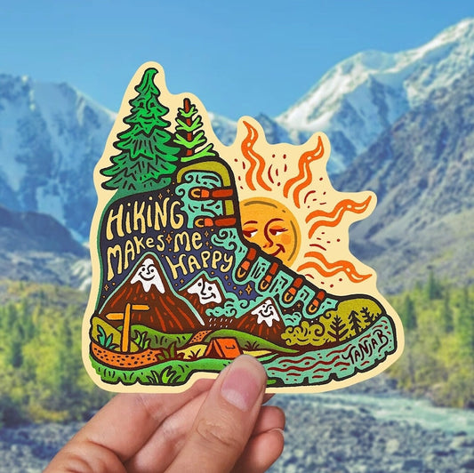 HIKING Makes Me Happy Stickers