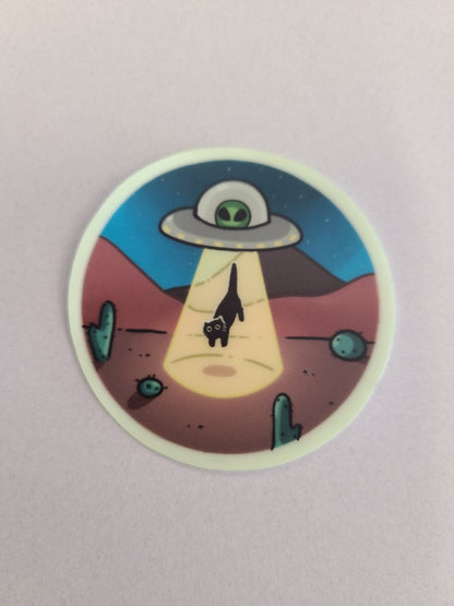 Glow in the Dark UFO Kitty Sticker