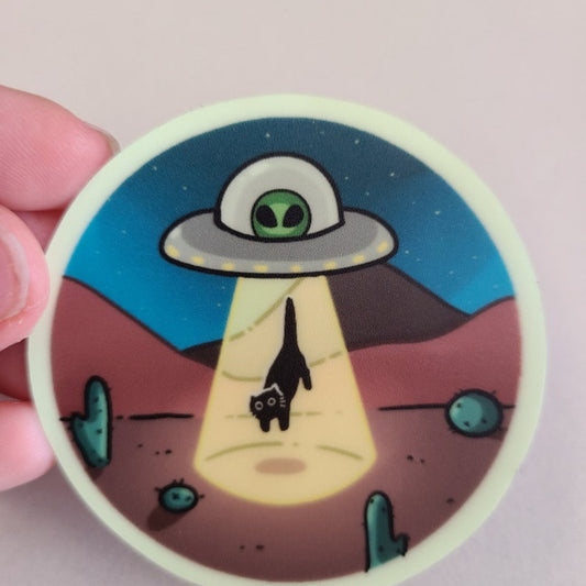Glow in the Dark UFO Kitty Sticker