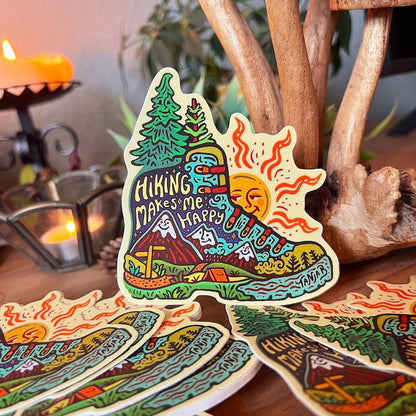 HIKING Makes Me Happy Stickers