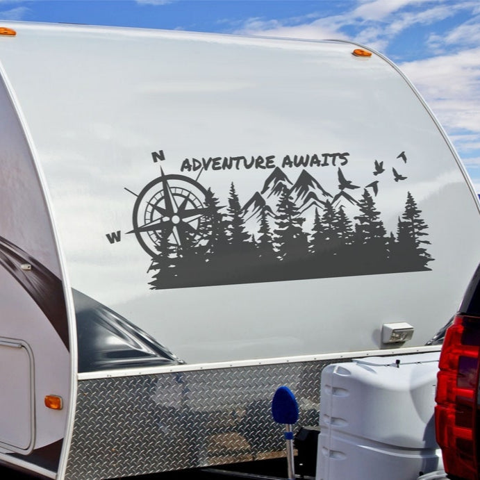 Camper RV Decal Compass Forest Vinyl Graphics