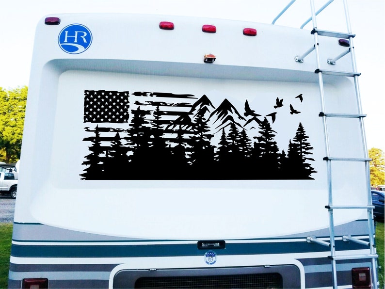 Camper RV Decal American Flag Vinyl Graphics