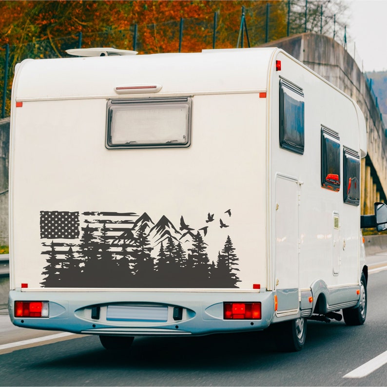 Camper RV Decal American Flag Vinyl Graphics