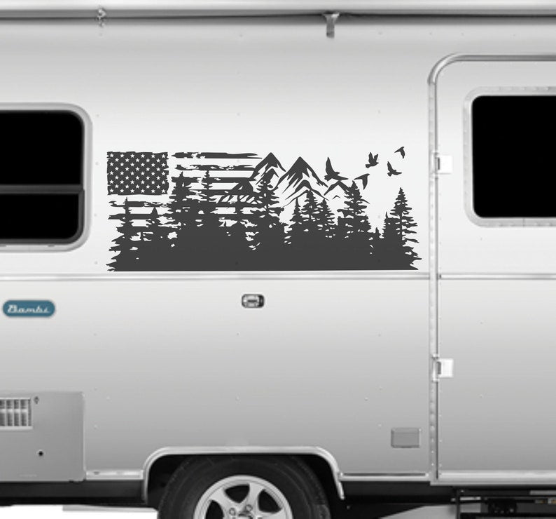 Camper RV Decal American Flag Vinyl Graphics