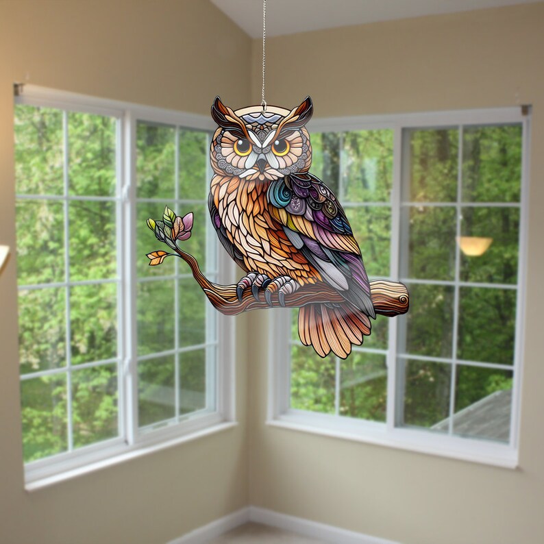 Owl Stained Glass Suncatcher