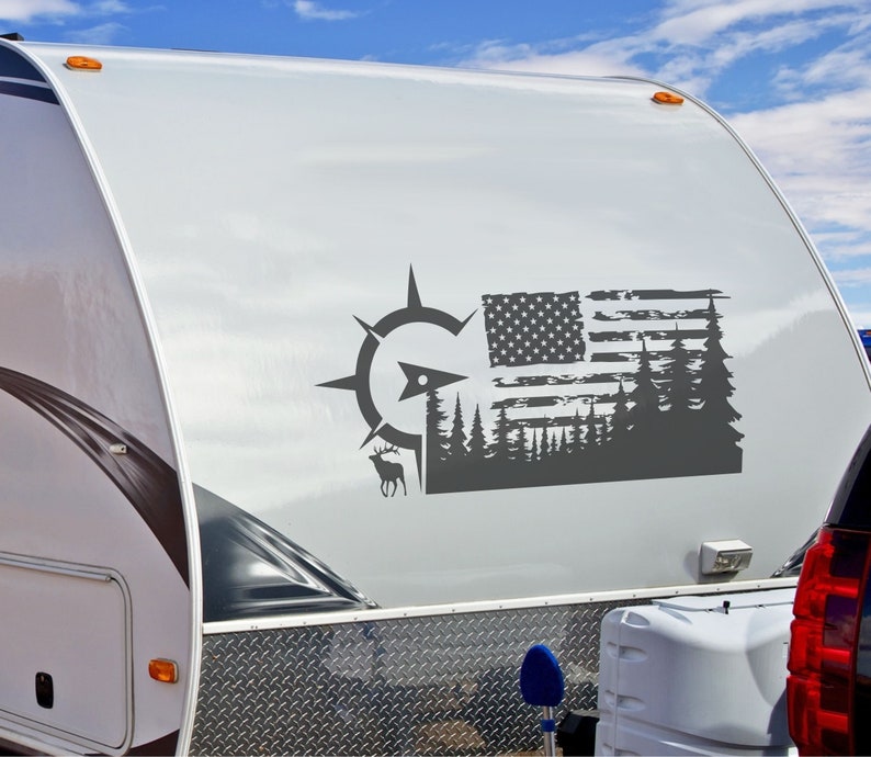 Camper RV Decal American Flag