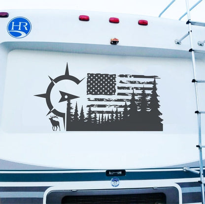 Camper RV Decal American Flag