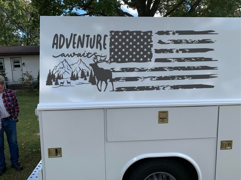 Camper RV Decal American Flag Compass Vinyl Graphics