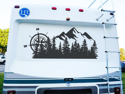 Camper RV Decal Whitetail Deer Compass Graphics