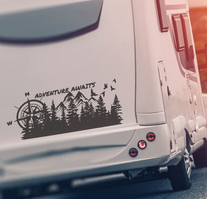 Camper RV Decal Compass Forest Vinyl Graphics