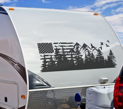 Camper RV Decal American Flag Vinyl Graphics