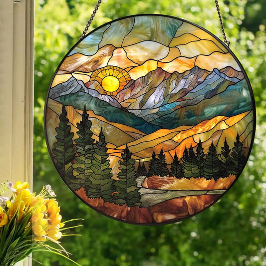 Mountain Range Stained Glass Suncatcher
