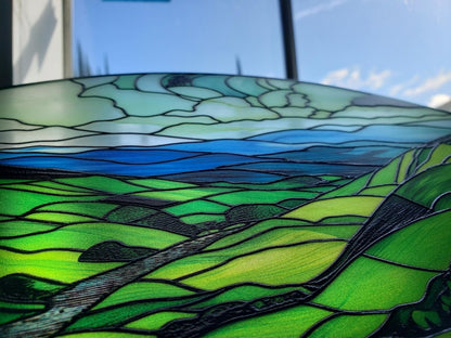 Green Irish Hills Stained Glass Suncatcher