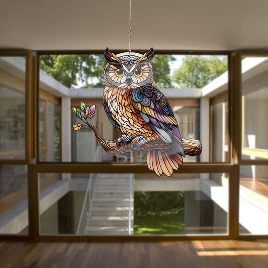 Owl Stained Glass Suncatcher