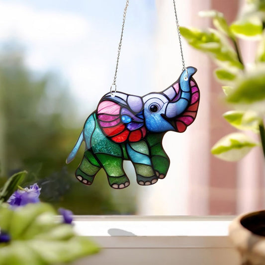 Elephant Stained Glass Suncatcher