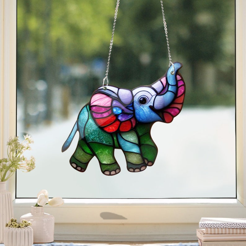 Elephant Stained Glass Suncatcher